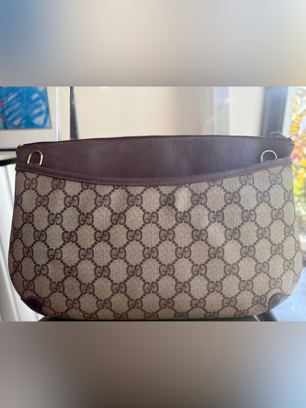 Last day sale GUCCI GG Supreme Coated Canvas w Sherry Web  Convertible Bag  VGVC - Picture 5 of 16
